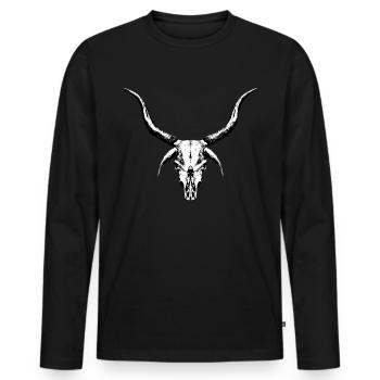 Geheimnisvoller Rinderschädel - Männer Premium Bio Langarmshirt - Schwarz - Vorne - Nico (187cm)