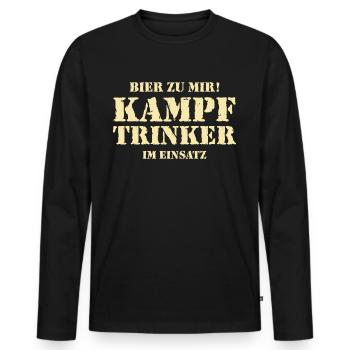 AD - Bier zu mir - Kampftrinker im Einsaz - - Männer Premium Bio Langarmshirt - Schwarz - Vorne - Nico (187cm)