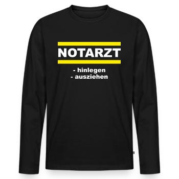FWD - Notarzt - hinlegen - ausziehen - PROVOKATIVE - Männer Premium Bio Langarmshirt - Schwarz - Vorne - Nico (187cm)