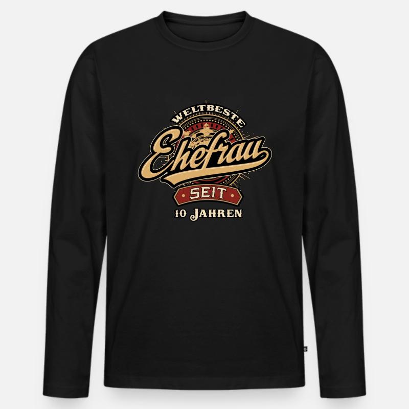 Weltbeste Ehefrau seit 10 Jahren - Hochzeitstag - Männer Premium Bio Langarmshirt - Schwarz