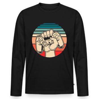Jeux - T-shirt manches longues Premium bio Homme - noir - Devant - Nico (187cm)