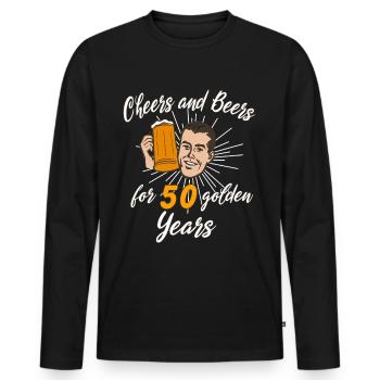 Cheers and Beer for 50 golden Years - Männer Premium Bio Langarmshirt - Schwarz - Vorne - Nico (187cm)