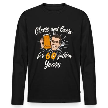 Cheers and Beer for 60 golden Years - Männer Premium Bio Langarmshirt - Schwarz - Vorne - Nico (187cm)