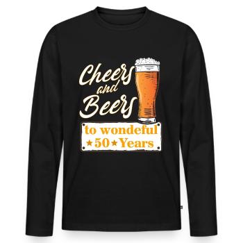 Cheers and Beers to wonderful 50 Years - Men's Premium Organic Long Sleeve Shirt - black - Front - Nico (187cm)