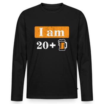 Ich bin 20 plus Bier 21. Geburtstag - Männer Premium Bio Langarmshirt - Schwarz - Vorne - Nico (187cm)