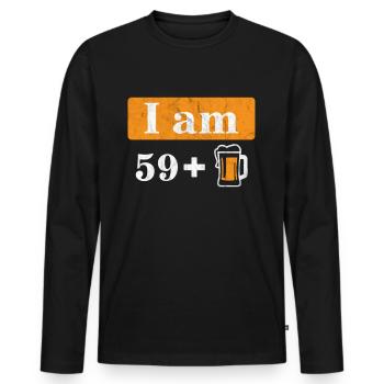 J’ai 59 ans et je fête mes 60 ans - T-shirt manches longues Premium bio Homme - noir - Devant - Nico (187cm)
