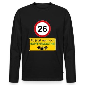 26 Ab jetzt nur noch Hopfensmoothie - Männer Premium Bio Langarmshirt - Schwarz - Vorne - Nico (187cm)