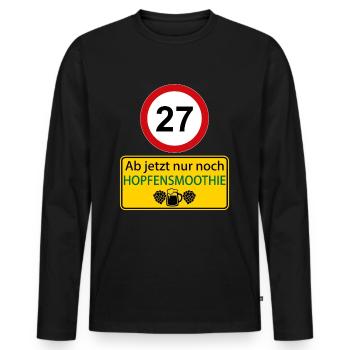 27 Ab jetzt nur noch Hopfensmoothie - Männer Premium Bio Langarmshirt - Schwarz - Vorne - Nico (187cm)