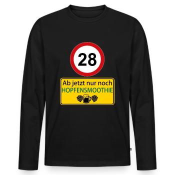 28 Ab jetzt nur noch Hopfensmoothie - Männer Premium Bio Langarmshirt - Schwarz - Vorne - Nico (187cm)