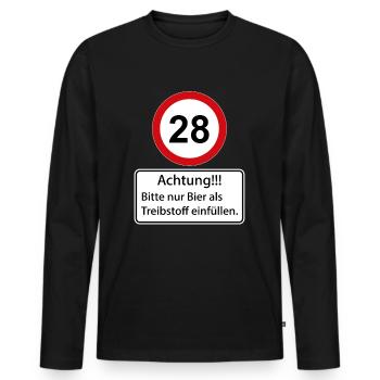 28 Attention : ne remplissez que de la bière comme carburant - T-shirt manches longues Premium bio Homme - noir - Devant - Nico (187cm)