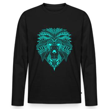 Yoga méditation et mandala spirituel Lion zen - T-shirt manches longues Premium bio Homme - noir - Devant - Nico (187cm)