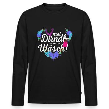 Mei Dirndl is in da Wäsch Dirndl - Men's Premium Organic Long Sleeve Shirt - black - Front - Nico (187cm)