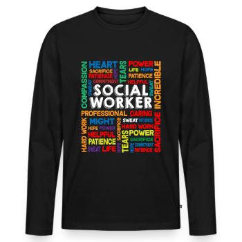 Social Work Month Social Worker Geschenk - Männer Premium Bio Langarmshirt - Schwarz - Vorne - Nico (187cm)