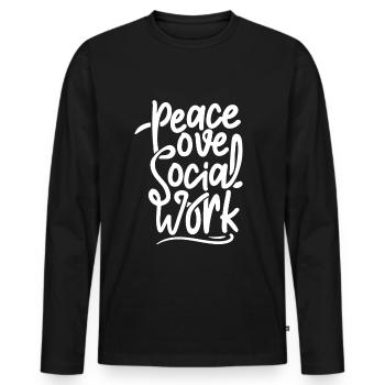 Peace Love Social Work Geschenk für Sozialarbeiter - Männer Premium Bio Langarmshirt - Schwarz - Vorne - Nico (187cm)