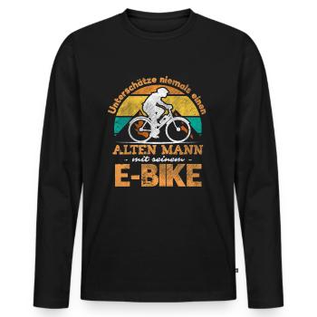 Old Man EBike MountainBiker Men Gift - Men's Premium Organic Long Sleeve Shirt - black - Front - Nico (187cm)