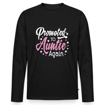 Promoted to Auntie Again Pregnancy Announcement - Men's Premium Organic Long Sleeve Shirt - black - Front - Nico (187cm)
