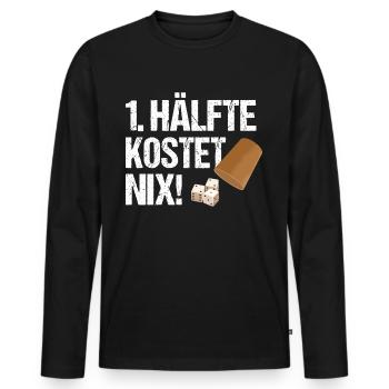 1. Hälfte Kostet Nix Schocken Würfelspiel Knobeln - Männer Premium Bio Langarmshirt - Schwarz - Vorne - Nico (187cm)