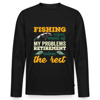 La pêche résout la plupart de mes problèmes Drôle - T-shirt manches longues Premium bio Homme - noir - Devant - Nico (187cm)