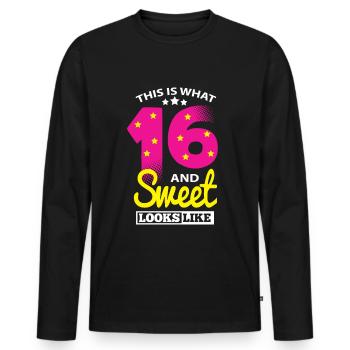 Sweet Sixteen Geburtstag Geschenke für 16 Jahre - Männer Premium Bio Langarmshirt - Schwarz - Vorne - Nico (187cm)