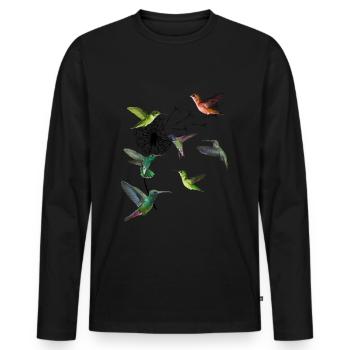 Kolibri Löwenzahn Hummel Kolibri Vogel Shirt - Männer Premium Bio Langarmshirt - Schwarz - Vorne - Nico (187cm)