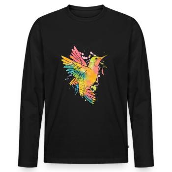 Kolibri Aquarell Bunte Kolibri Kolibri Vogel - Männer Premium Bio Langarmshirt - Schwarz - Vorne - Nico (187cm)