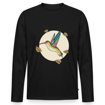 Colibri Feuilles de la lune Colibri Colibri oiseau - T-shirt manches longues Premium bio Homme - noir - Devant - Nico (187cm)