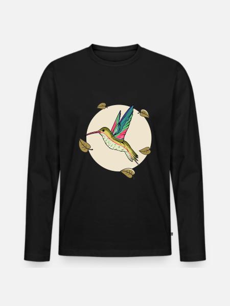 Kolibri Mondblätter Kolibri Kolibri Vogel - Männer Premium Bio Langarmshirt - Schwarz