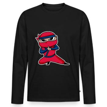 Ninja - Men's Premium Organic Long Sleeve Shirt - black - Front - Nico (187cm)