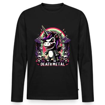 DEATH METAL UNICORN - Men's Premium Organic Long Sleeve Shirt - black - Front - Nico (187cm)