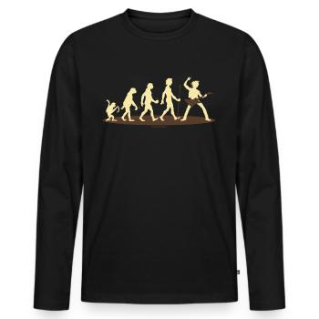 Evolution vom Affen zum Rock Star - E-Gitarre - - Männer Premium Bio Langarmshirt - Schwarz - Vorne - Nico (187cm)