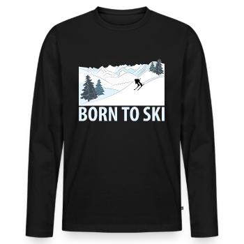 Né pour Skier Sports d’hiver Piste de ski - T-shirt manches longues Premium bio Homme - noir - Devant - Nico (187cm)