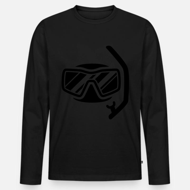 Taucherbrille Silhouette - Männer Premium Bio Langarmshirt - Schwarz