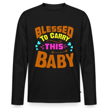 Mère Enceinte Bébé Nourrisson T-shirt Maman - T-shirt manches longues Premium bio Homme - noir - Devant - Nico (187cm)