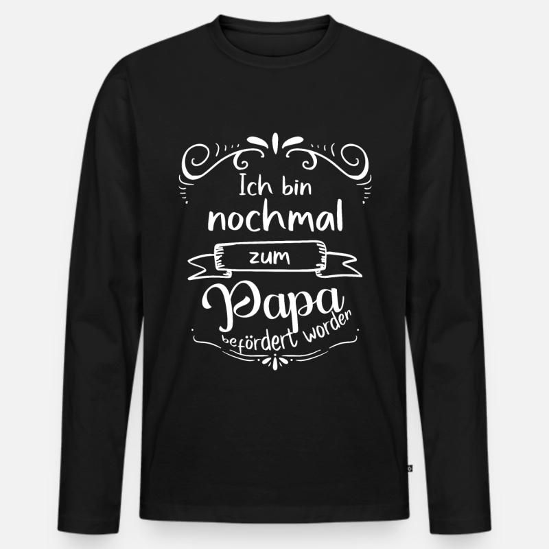 Papa Beförderung - Werdender Vater Geschenkidee - Männer Premium Bio Langarmshirt - Schwarz