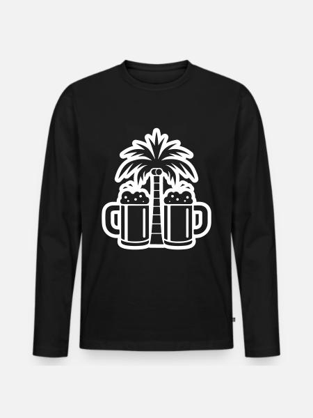 Beer Palm Trees Beach - Men's Premium Organic Long Sleeve Shirt - black