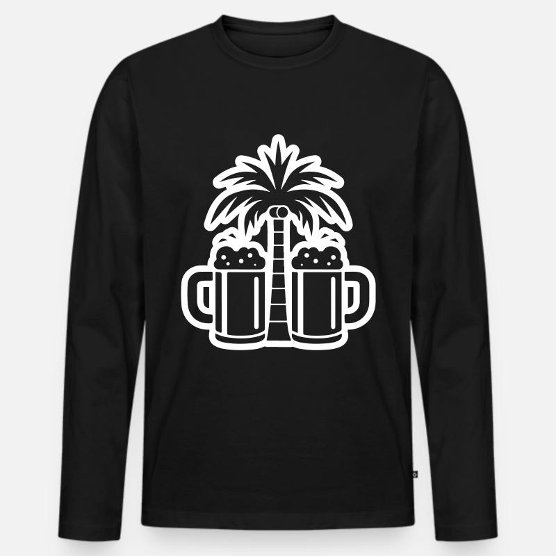 Bier Palmen Strand - Männer Premium Bio Langarmshirt - Schwarz