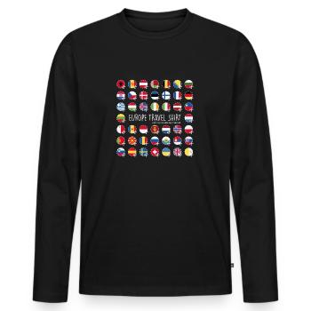 Europa Travel Shirt - Travel Europe - Männer Premium Bio Langarmshirt - Schwarz - Vorne - Nico (187cm)