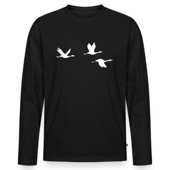 Flying Goose Goose Migratory Birds Grey Goose Gift - Men's Premium Organic Long Sleeve Shirt - black - Front - Nico (187cm)