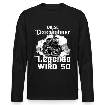 Eisenbahner Eisenbahn Beruf 50 Geburtstag Spruch - Männer Premium Bio Langarmshirt - Schwarz - Vorne - Nico (187cm)