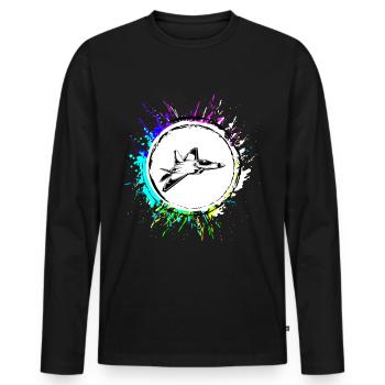 Airplane jet symbol - Men's Premium Organic Long Sleeve Shirt - black - Front - Nico (187cm)