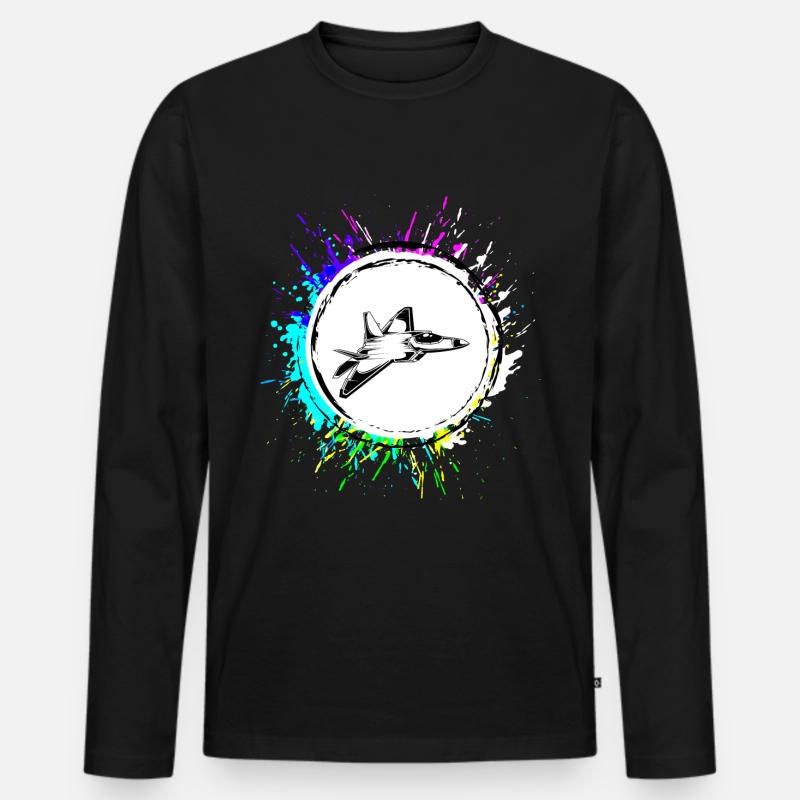 Flugzeug jet symbol - Männer Premium Bio Langarmshirt - Schwarz