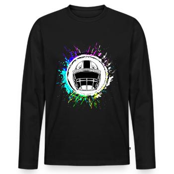 Football Helm - Männer Premium Bio Langarmshirt - Schwarz - Vorne - Nico (187cm)