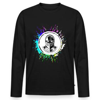 Ritter Helm - Männer Premium Bio Langarmshirt - Schwarz - Vorne - Nico (187cm)