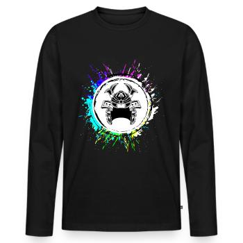 Samurai Helm - Männer Premium Bio Langarmshirt - Schwarz - Vorne - Nico (187cm)