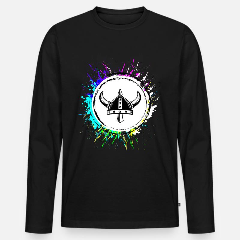 Wikinger Helm - Männer Premium Bio Langarmshirt - Schwarz