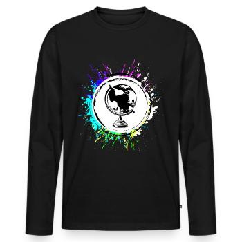 Globe symbol travel - Men's Premium Organic Long Sleeve Shirt - black - Front - Nico (187cm)