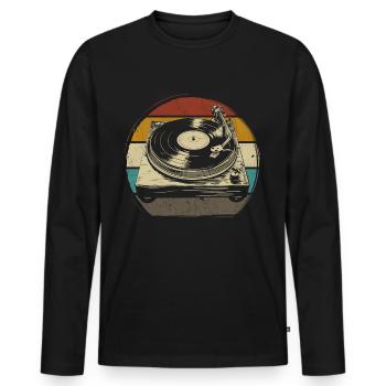 Schallplatte Vinyl Musik Plattenspieler retro - Männer Premium Bio Langarmshirt - Schwarz - Vorne - Nico (187cm)