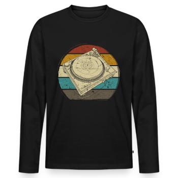 Schallplatte Vinyl Musik Plattenspieler retro - Männer Premium Bio Langarmshirt - Schwarz - Vorne - Nico (187cm)