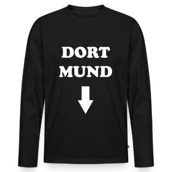 DORT MUND - Männer Premium Bio Langarmshirt - Schwarz - Vorne - Nico (187cm)