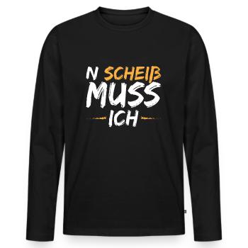 N Scheiss muss ich - Männer Premium Bio Langarmshirt - Schwarz - Vorne - Nico (187cm)